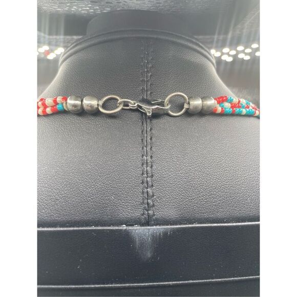 Multicolored 3 Strand Beaded Necklace Lobster Claw Clasp Southwestern Boho Chic - Picture 2 of 8